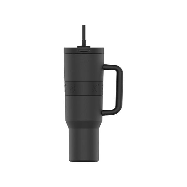 ONYX Drinkfles met Rietje 1.2 Liter - Waterfles voor Kinderen & Volwassenen - Thermosbeker Travel Mug - Zwart