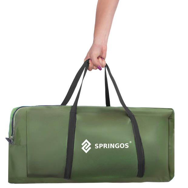 Springos Tunneltent Kampeertent Tent Waterdicht 4 Persoons 2 Slaapkamers Groen 460 x 200 x 245 cm