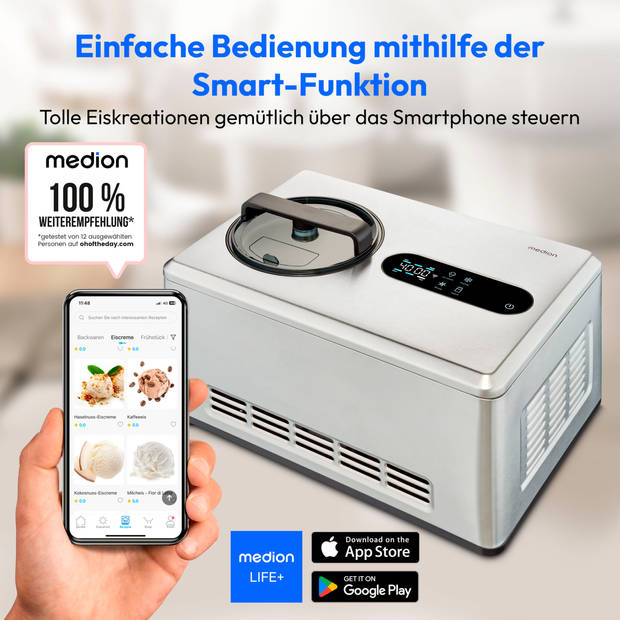 Slimme ijsmachine MD 12170 bediening via smartphone capaciteit voor 2 liter ijs HD …