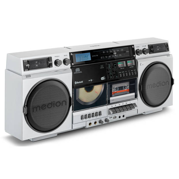 LIFE® P66538 Retro boombox DAB+/PLL-UKW radio Bluetooth® 5.1 voor afspelen smartphone…