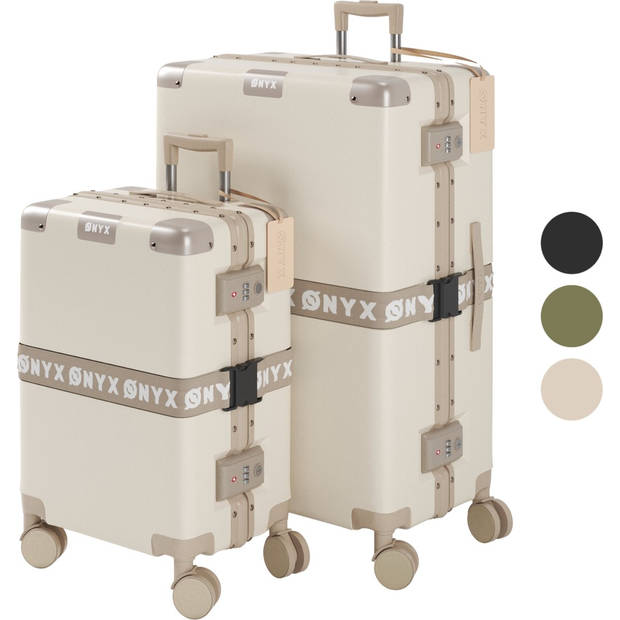 ONYX 2-delige Kofferset - Handbagage en Check-in koffer - 33L/100 L - TSA slot - Spinner wielen - Trolley - Beige