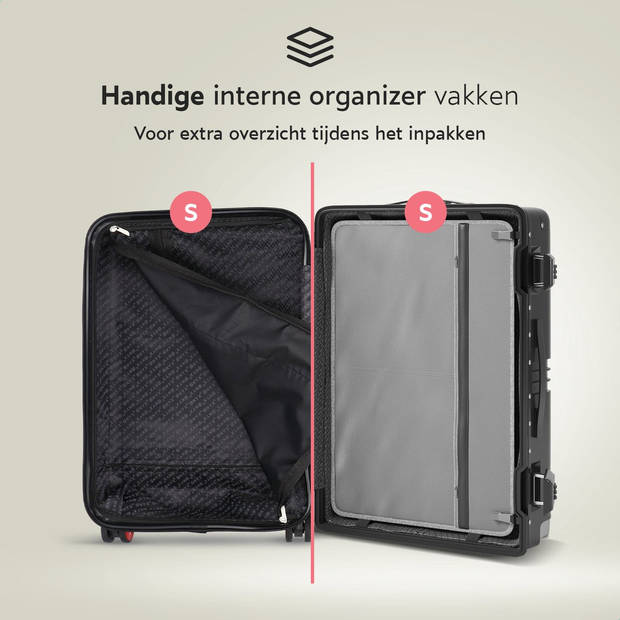 ONYX 2-delige Kofferset - Handbagage met voorvak en Check-in koffer - 35L/100 L - TSA slot - Trolley - Zwart