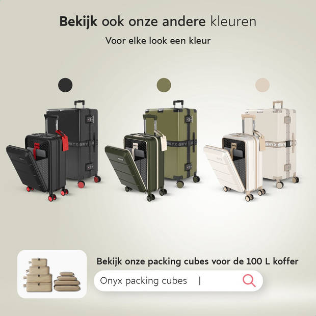 ONYX 2-delige Kofferset - Handbagage met voorvak en Check-in koffer - 35L/100 L - TSA slot - Trolley - Beige