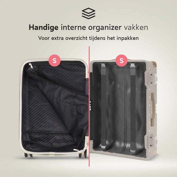 ONYX 2-delige Kofferset - Handbagage met voorvak en Check-in koffer - 35L/100 L - TSA slot - Trolley - Beige