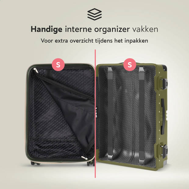 ONYX 2-delige Kofferset - Handbagage met voorvak en Check-in koffer - 35L/100 L - TSA slot - Trolley - Groen