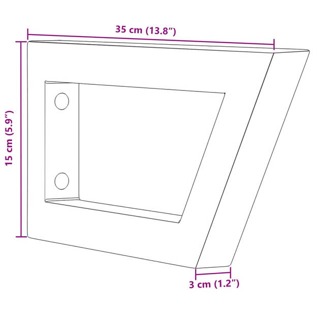 vidaXL Wandbeugels voor wasbak 2 st trapezium staal zwart