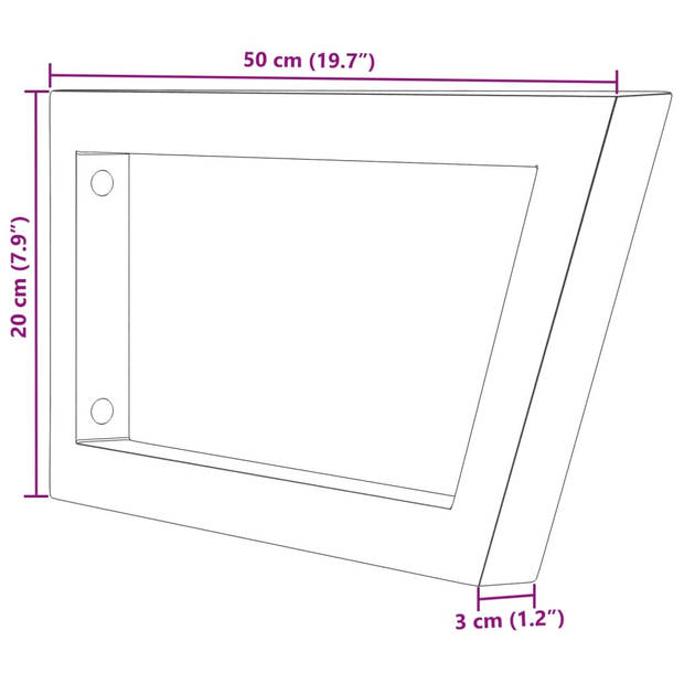 vidaXL Wandbeugels voor wasbak 2 st trapezium staal zwart