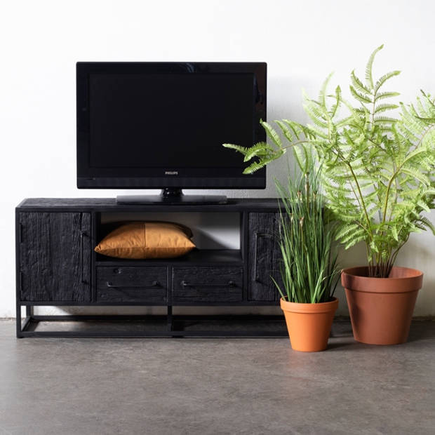 Giga Meubel - Tv-meubel Zwart Mangohout - 130x40x55cm - Pure Black