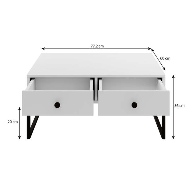 Meubella Salontafel Lyndall - Wit - 77 cm