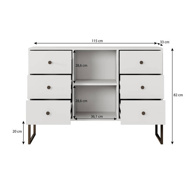 Meubella Dressoir Lyndall - Beige - 115 cm