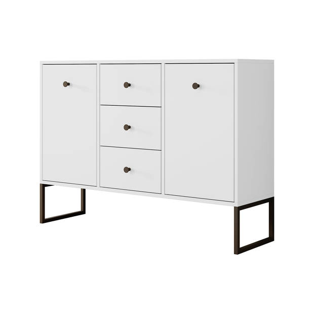 Meubella Dressoir Lyndall - Wit - 115 cm - Met deuren