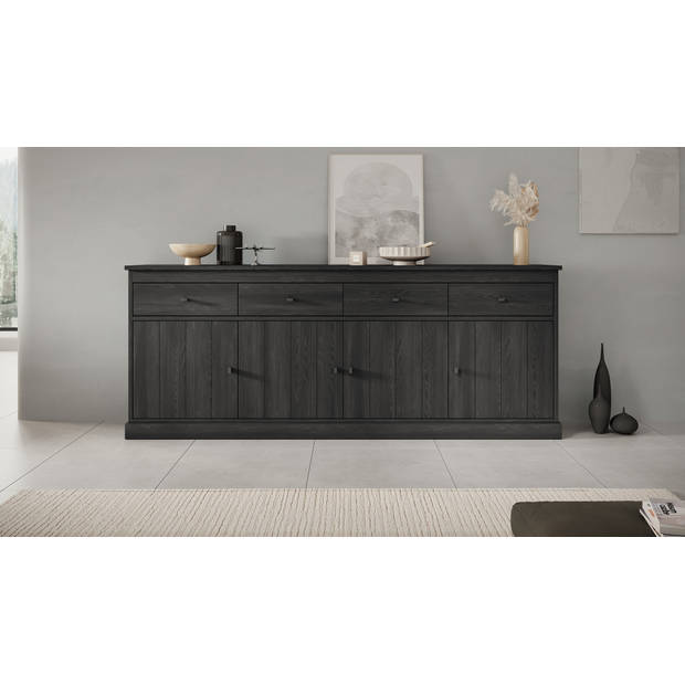 Meubella Dressoir Vince - Zwart eiken - 225 cm