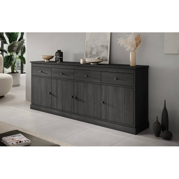 Meubella Dressoir Vince - Zwart eiken - 225 cm