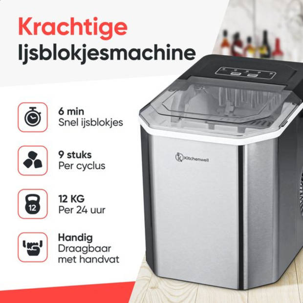 Kitchenwell IJsblokjesmachine - 1.3L