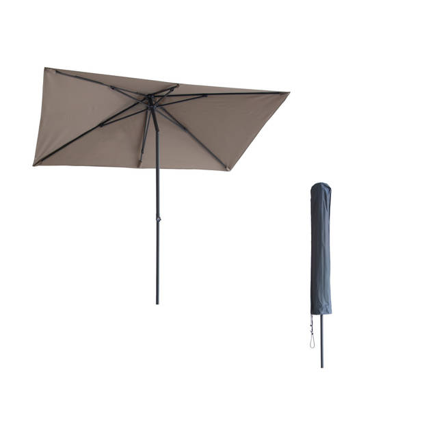 Kopu® Leon Parasol Rechthoek 150x250cm met Hoes - Balkonparasol Taupe