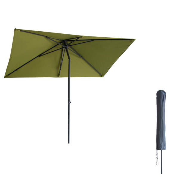 Kopu® Leon Parasol Rechthoek 150x250cm met Hoes - Balkonparasol Olijf