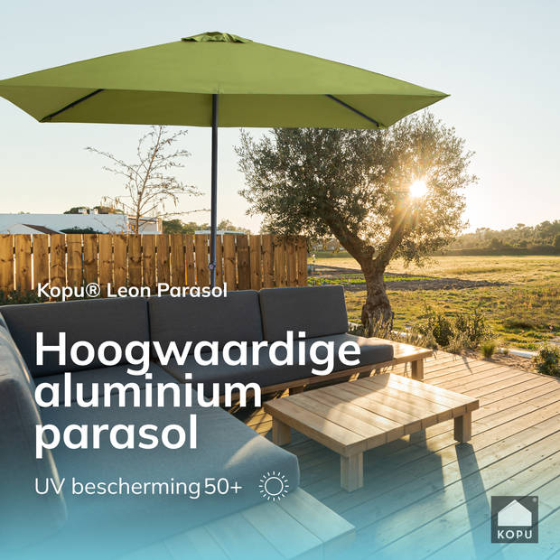 Kopu® Leon Parasol Rechthoek 150x250cm met Hoes - Balkonparasol Olijf