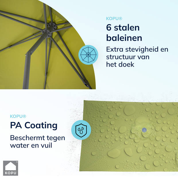 Kopu® Leon Parasol Rechthoek 150x250cm met Hoes en Voet - Balkonparasol Olijf