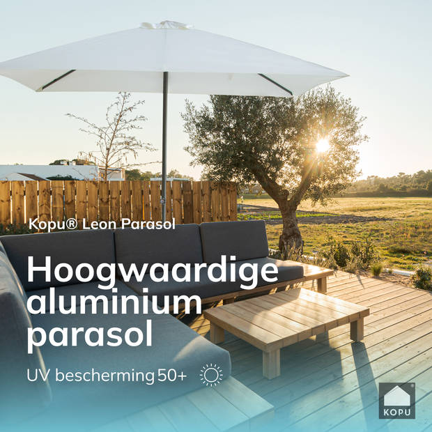 Kopu® Leon Parasol Rechthoek 150x250 cm - met Hoes en Voet - Creme