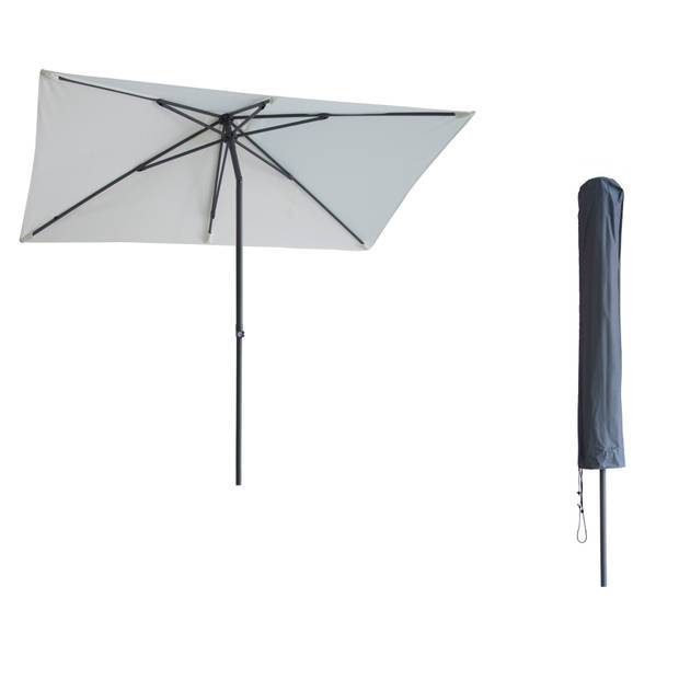 Kopu® Leon Parasol Rechthoek 150x250 cm - Balkonparasol met Hoes - Creme