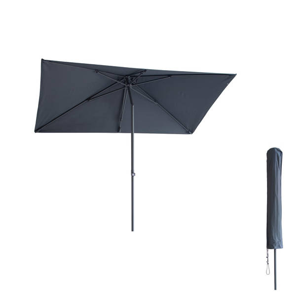 Kopu® Leon Parasol Rechthoek 150x250 cm - Balkonparasol met Hoes - Grijs