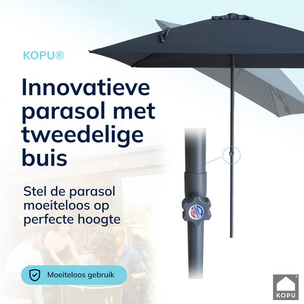 Kopu® Leon Parasol Rechthoek 150x250 cm - met Hoes en Voet - Grijs