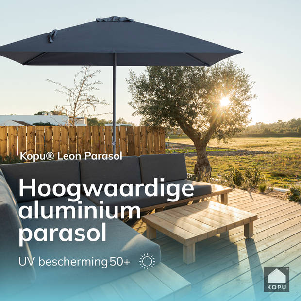 Kopu® Leon Parasol Rechthoek 150x250 cm - Balkonparasol met Hoes - Grijs