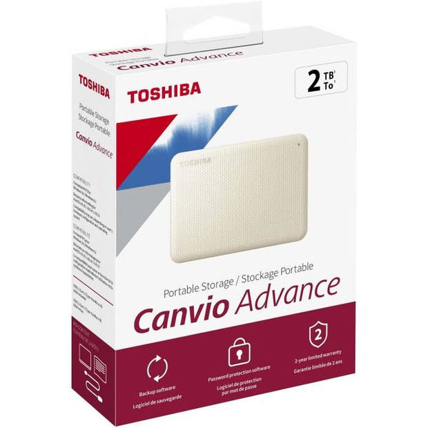 Externe harde schijf - TOSHIBA - CANVIO ADVANCE - 2 TB - Wit - Inclusief beveiligings- en back-upsoftware