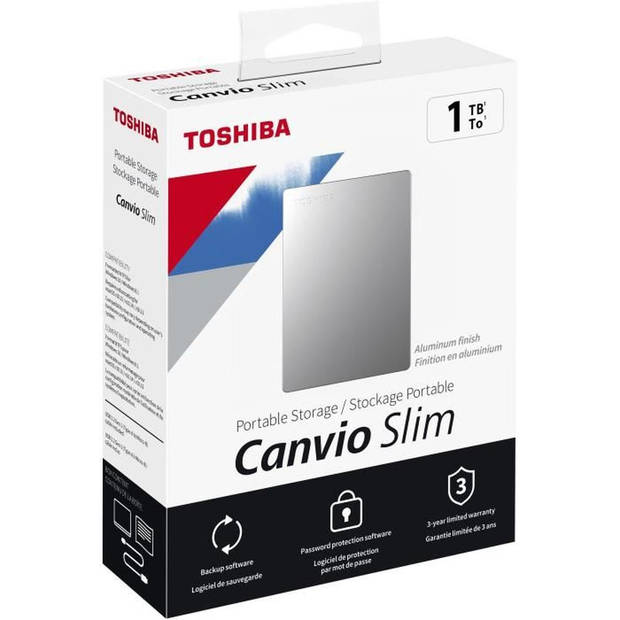 Externe harde schijf - Toshiba - Canvio Slim - 1 tot - zilver