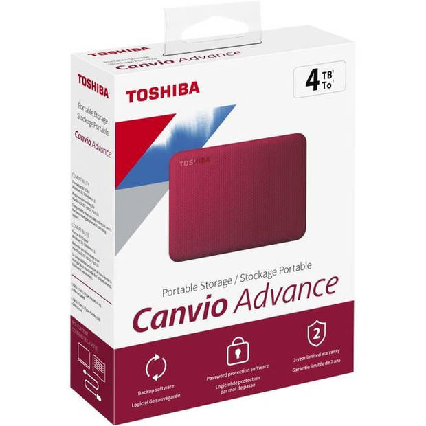 Externe harde schijf - Toshiba - Canvio Advance - 4 tot - rood