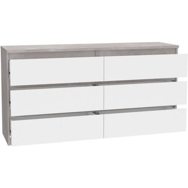 Chelsea 6 -Drawer Lades - White Color/Light Beton - L 154 X D 42,2 X H 79,9 cm