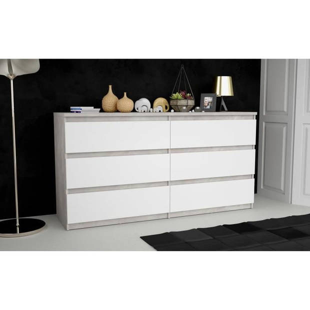 Chelsea 6 -Drawer Lades - White Color/Light Beton - L 154 X D 42,2 X H 79,9 cm