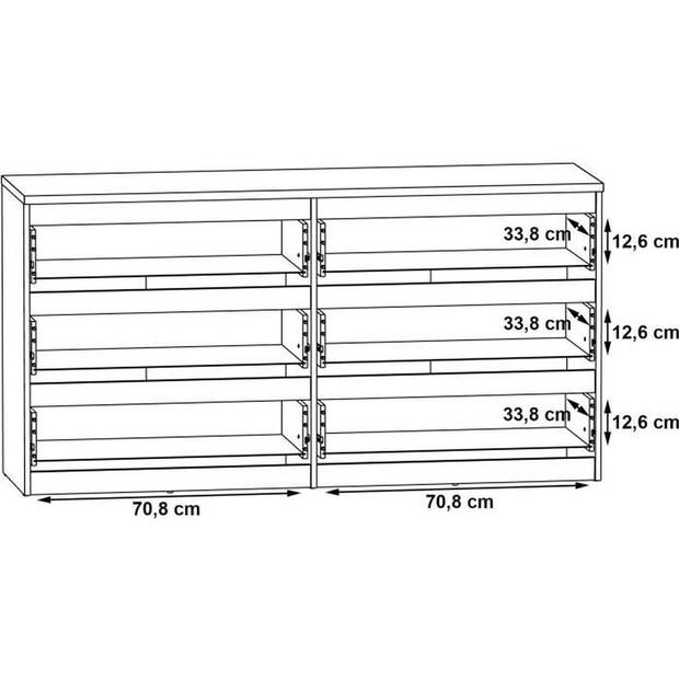 Chelsea 6 -Drawer Lades - White Color/Light Beton - L 154 X D 42,2 X H 79,9 cm