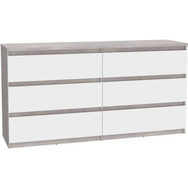 Chelsea 6 -Drawer Lades - White Color/Light Beton - L 154 X D 42,2 X H 79,9 cm