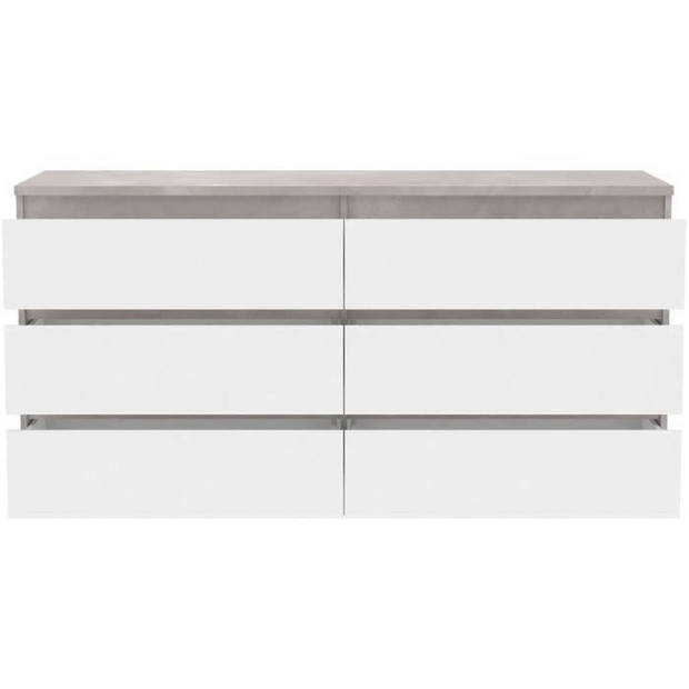Chelsea 6 -Drawer Lades - White Color/Light Beton - L 154 X D 42,2 X H 79,9 cm