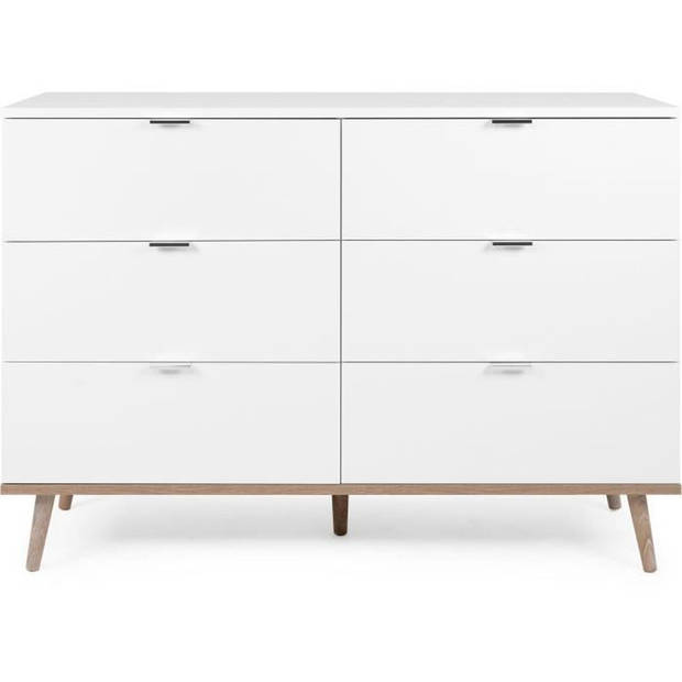 Göteborg 6 Laders Laders - White Sonoma Chene Decor - L 120 x D 40 x H 86,5 cm