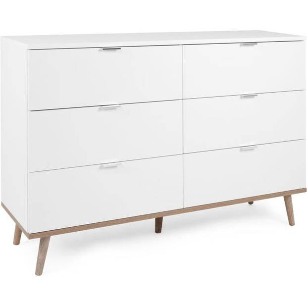 Göteborg 6 Laders Laders - White Sonoma Chene Decor - L 120 x D 40 x H 86,5 cm