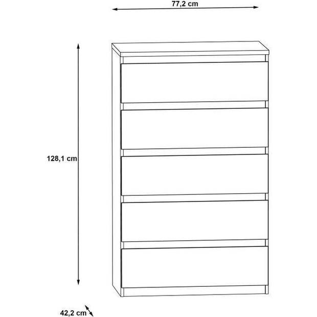 CHELSEA ladekast 5 laden - 77,2 cm - KILOX licht beton en mat wit optisch decor