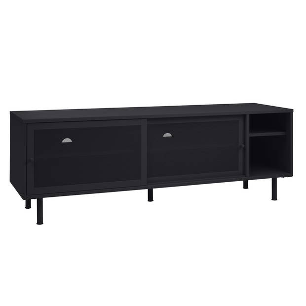 Giga Living - Tv-Meubel Metaal Zwart - Schuifdeuren - 6-Vakken - 45x160x55cm - Veep