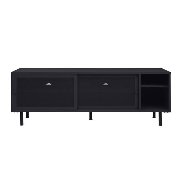 Giga Living - Tv-Meubel Metaal Zwart - Schuifdeuren - 6-Vakken - 45x160x55cm - Veep