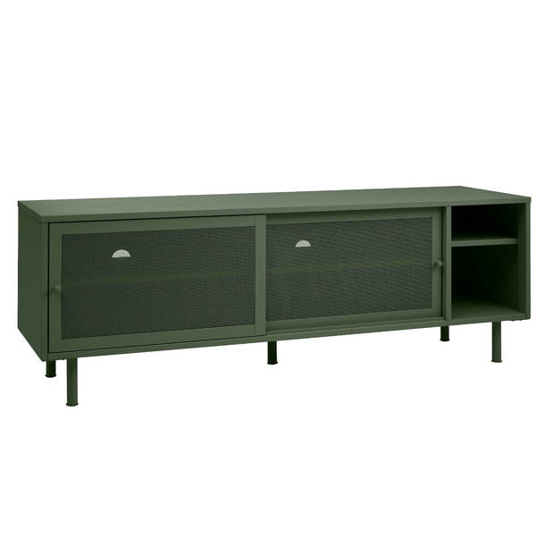 Giga Living - Tv-Meubel Metaal Groen - Schuifdeuren - 6-Vakken - 45x160x55cm - Veep