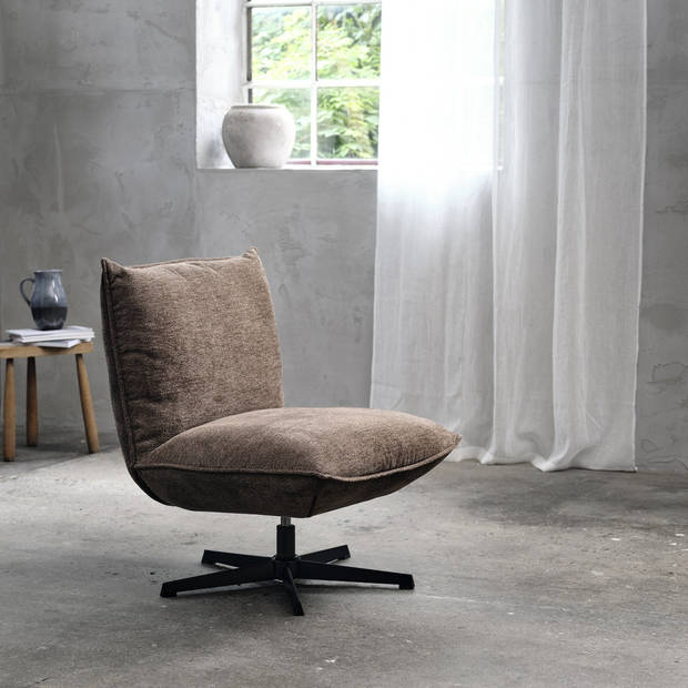 Giga Living - Fauteuil Bruin Stof - Draaibaar - 83x70x88cm - Fraser