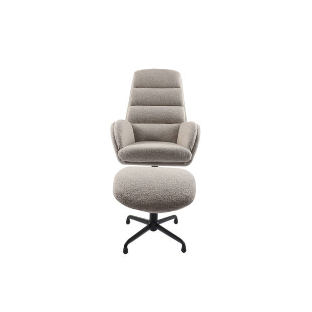 Giga Living - Fauteuil Bouclé Taupe/Zwart - Voetenbank - 70x77x110cm - Sifton