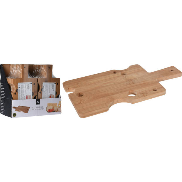 Excellent Houseware Borrelplank/kaasplank - speels model - bamboe hout - 29 x 15 cm - serveerplank - Serveerplanken