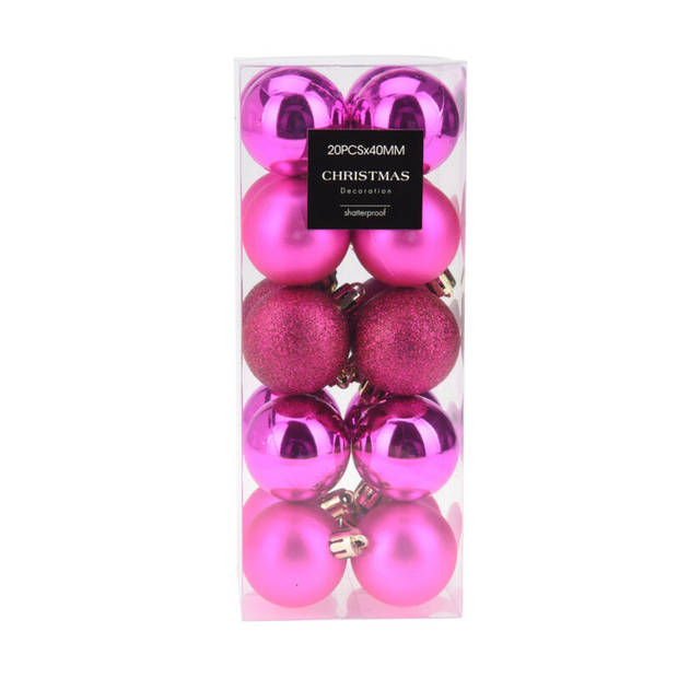 Christmas Decoration kerstballen - 20x st - 4 cm - fuchsia roze - Kerstbal