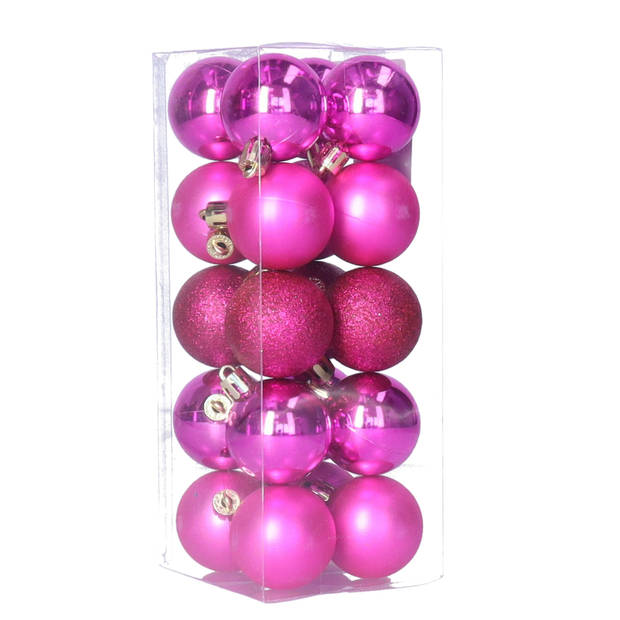 Christmas Decoration kerstballen - 20x st - 4 cm - fuchsia roze - Kerstbal