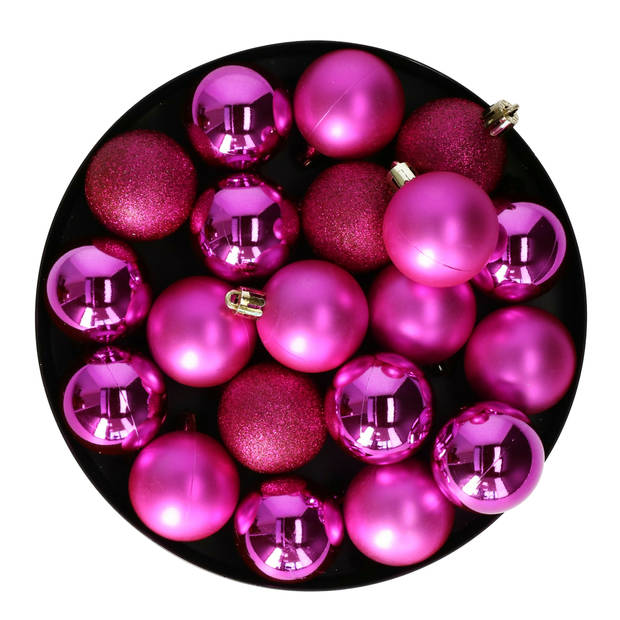 Christmas Decoration kerstballen - 20x st - 4 cm - fuchsia roze - Kerstbal