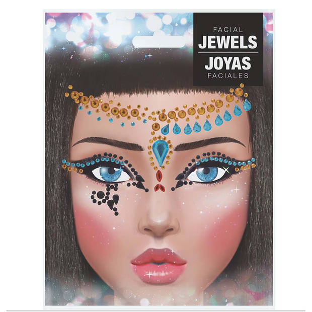 Fiestas Guirca Carnaval verkleed Gezicht stickers - Egyptische/Oosterse prinses - plakdiamantjes - schmink stickers - Sc