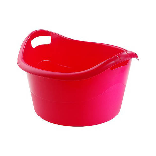 Hega Hogar Grote teil/afwasbak/kuip - kunststof - rond - handvatten - 45 x 27 cm - 18L - rood - Afwasbak