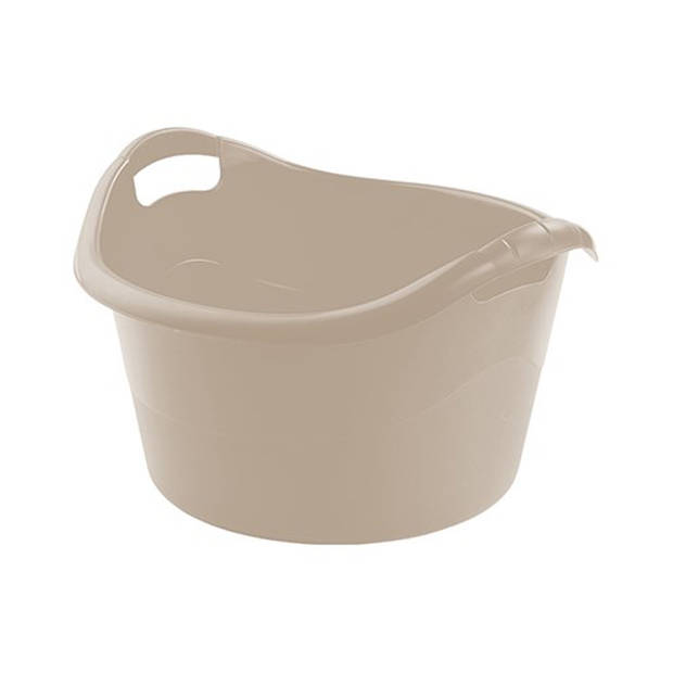 Hega Hogar Grote teil/afwasbak/kuip - kunststof - rond - handvatten - 45 x 27 cm - 18L - beige - Afwasbak